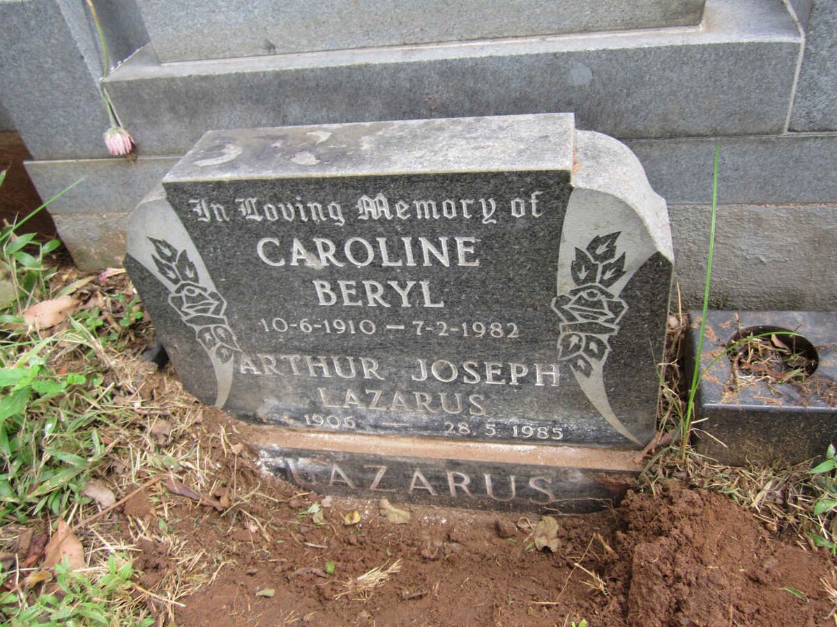 LAZARUS Arthur Joseph 1906-1985 &amp; Caroline Beryl 1910-1982