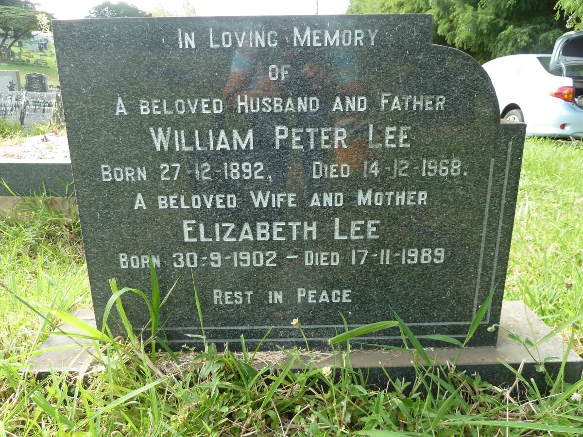 LEE William Peter 1892-1963 &amp; Elizabeth 1902-1989