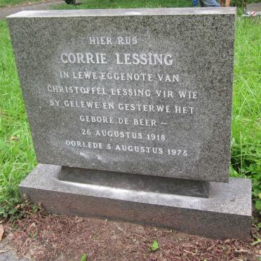 LESSING Corrie nee DE BEER 1918-1975