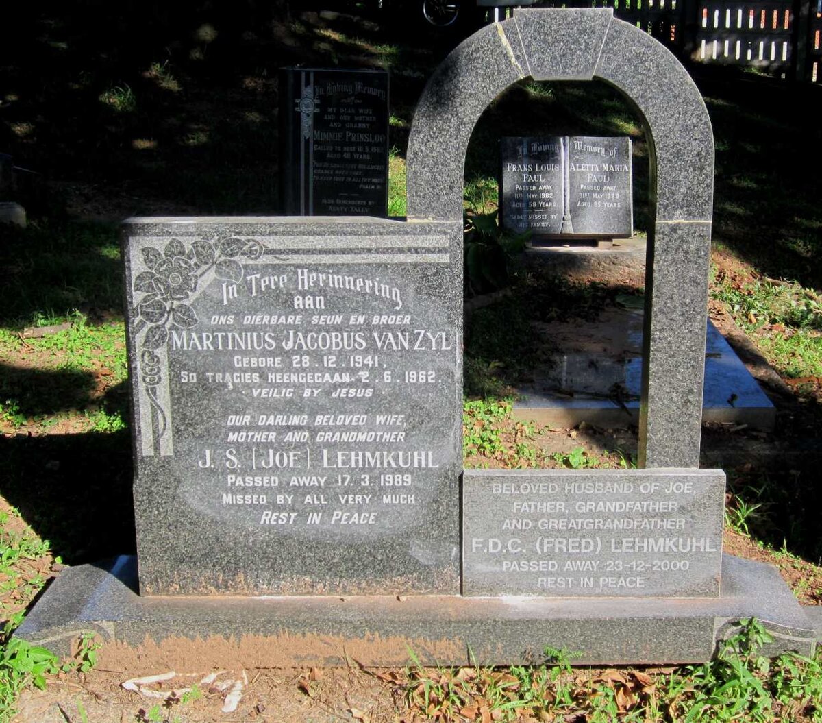 LEHMKUHL F.D.C. -2000 &amp; J.S. -1989 :: ZYL Marthinius Jacobus, van 1941-1962