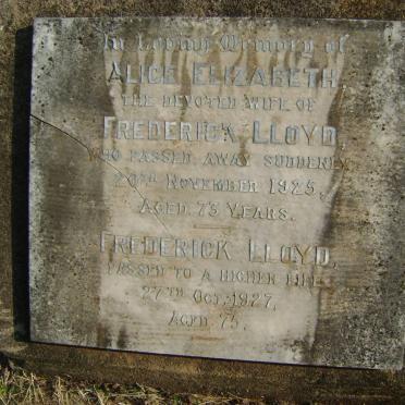 LLOYD Frederick -1927 &amp; Alice Elizabeth -1925