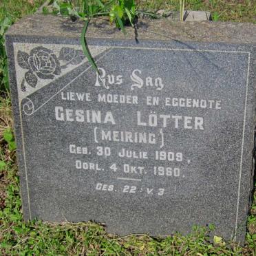 LOTTER Gesina nee MEIRING 1909-1960