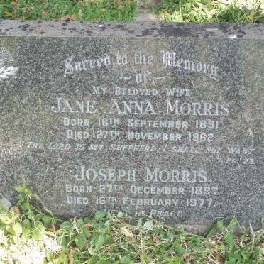 MORRIS Joseph 1897-1977 &amp; Jane Anna 1891-1962