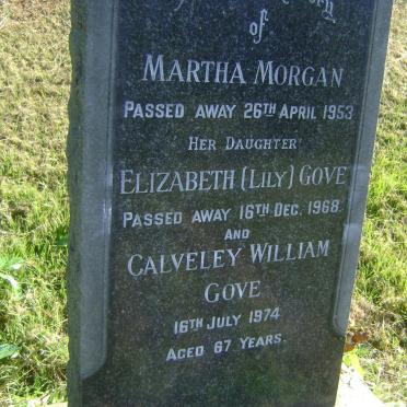 MORGAN Martha -1953 :: GOVE Calveley William -1974 :: GOVE Elizabeth -1968