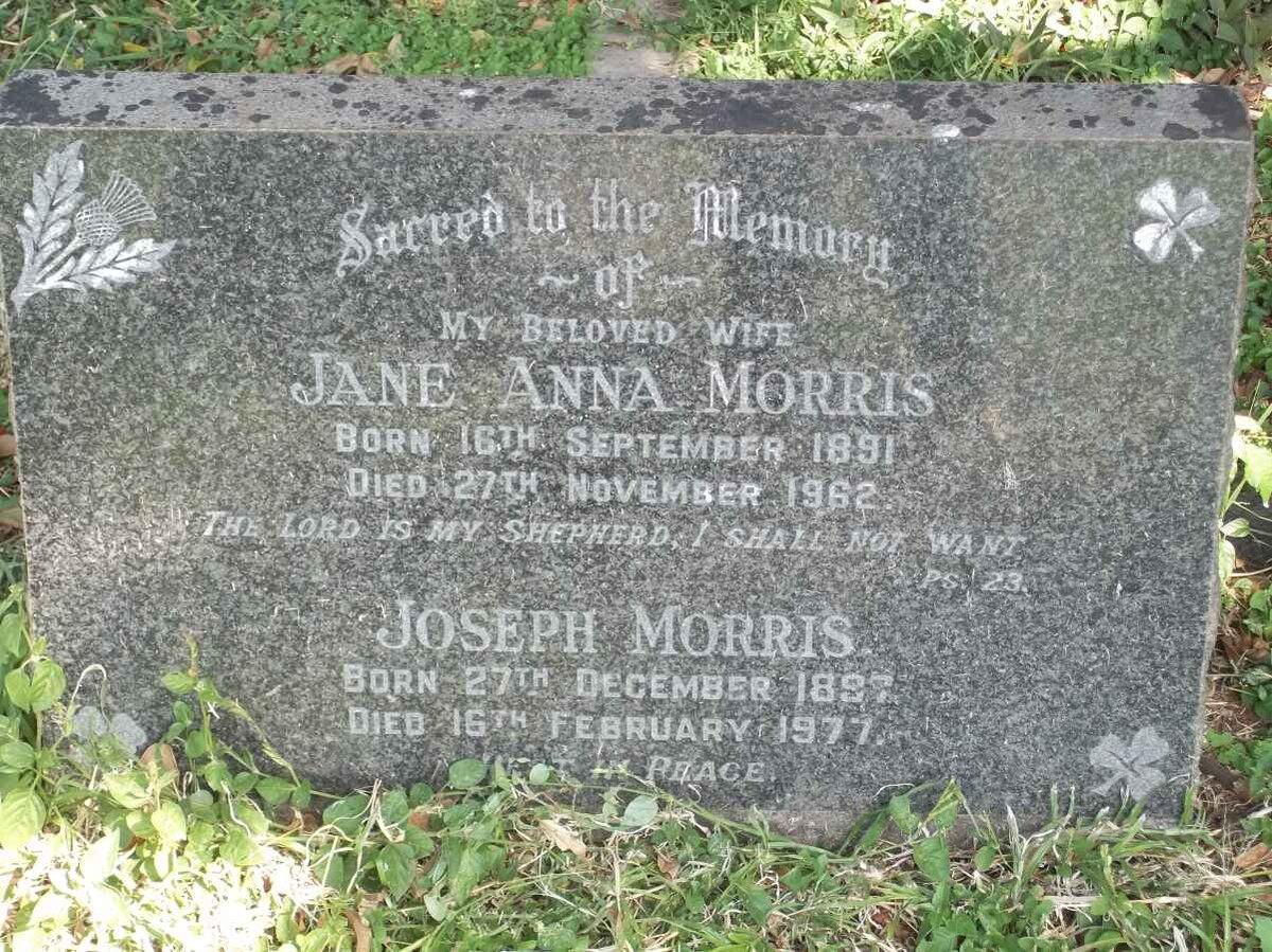 MORRIS Joseph 1897-1977 &amp; Jane Anna 1891-1962