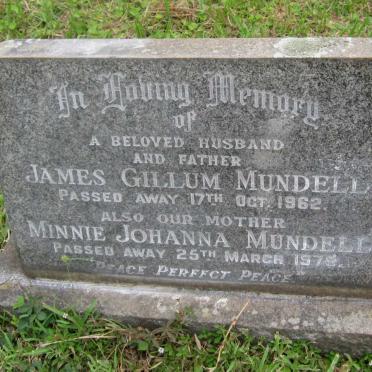 MUNDELL James Gillum -1962 &amp; Minnie Johanna -1979