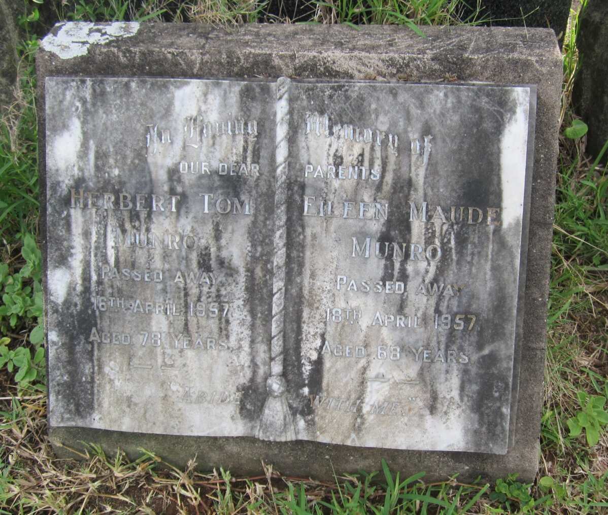 MUNRO Herbert Tom -1957 &amp; Eileen Maude -1957