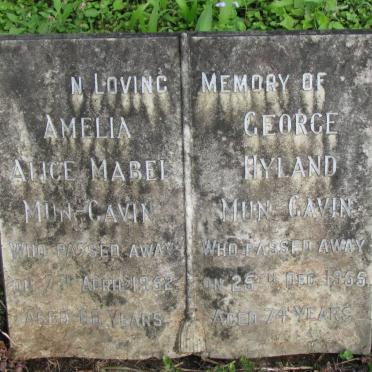 MUN-GAVIN George Hyland -1955 &amp; Alice Mabel -1952