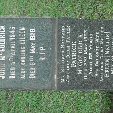 McGOLDRICK John -1946 :: McGOLDRICK Eileen -1929 :: McGOLDRICK Patrick -1963 &amp; Helen -1986