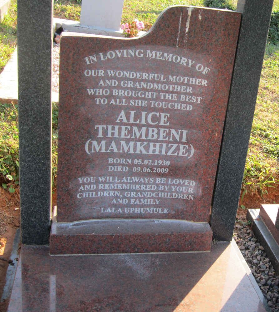 MBONGWE Alice Thembeni 1930-2009
