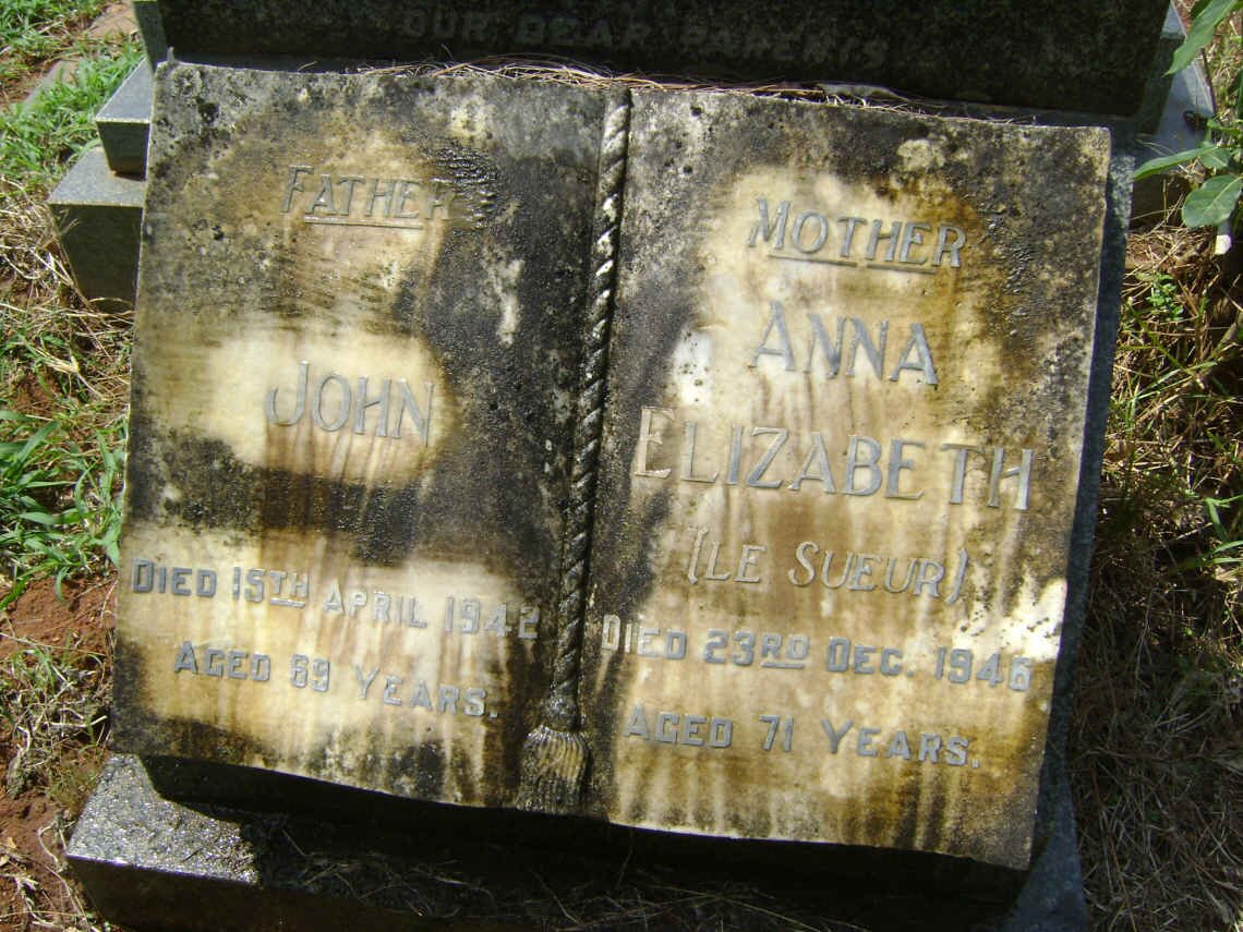 Mac RAE John -1942 &amp; Anna Elizabeth Le SUEUR -1946