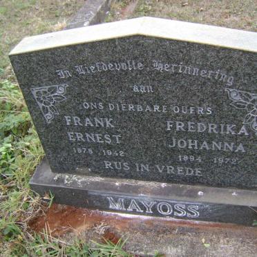 MAYOSS Frank Ernest 1878-1942 &amp; Fredrika Johanna 1894-1972