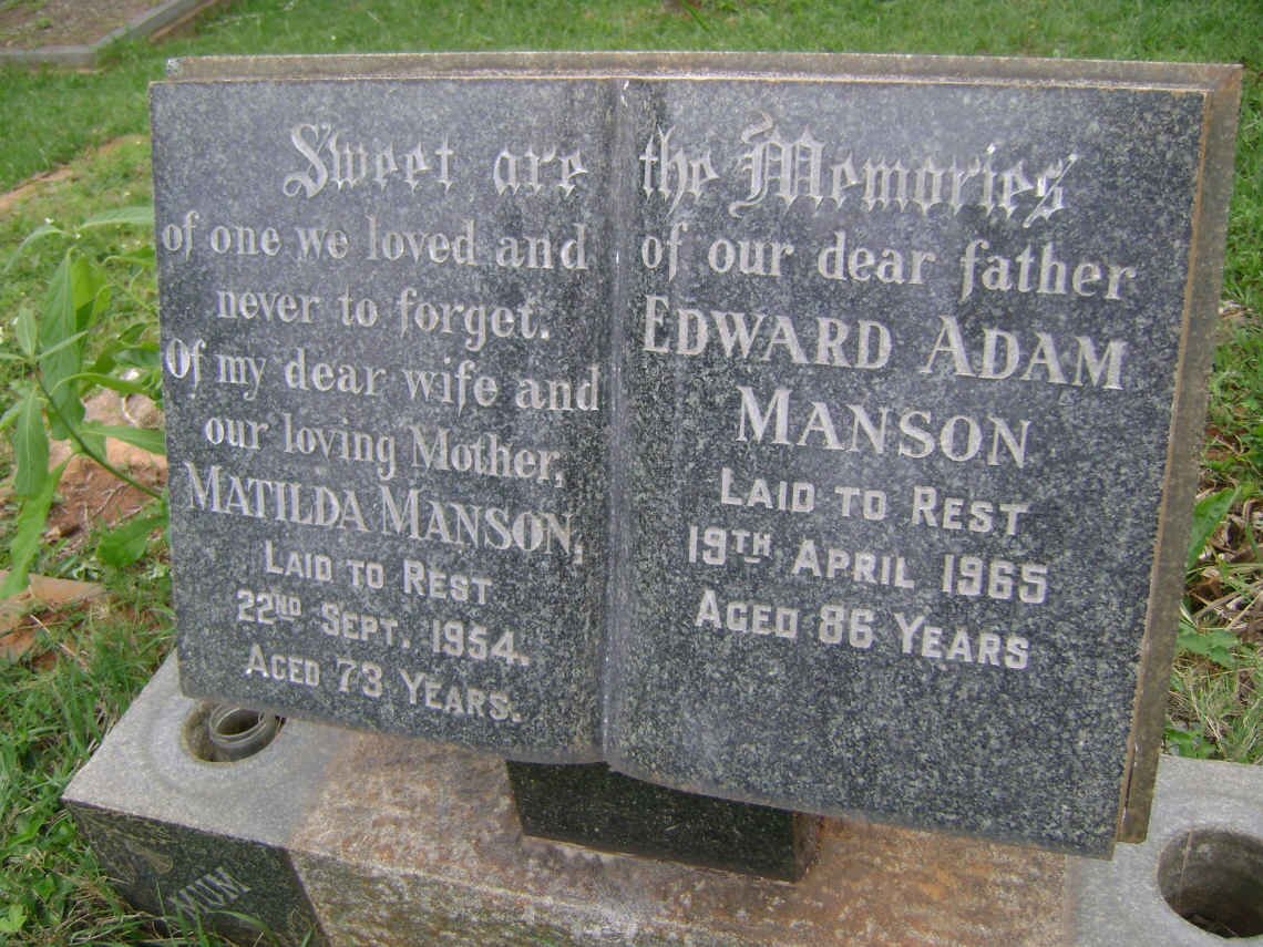 MANSON Edward Adam -1965 &amp; Matilda -1954