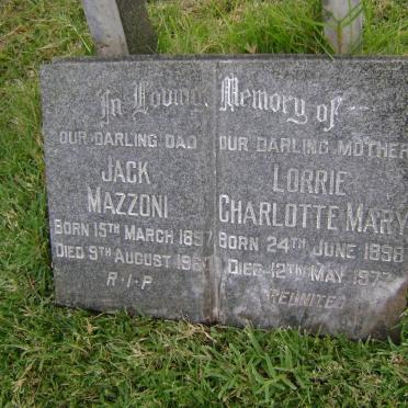 MAZZONI Jack 1897-1960 &amp; Lorrie Charlotte Mary 1898-1977