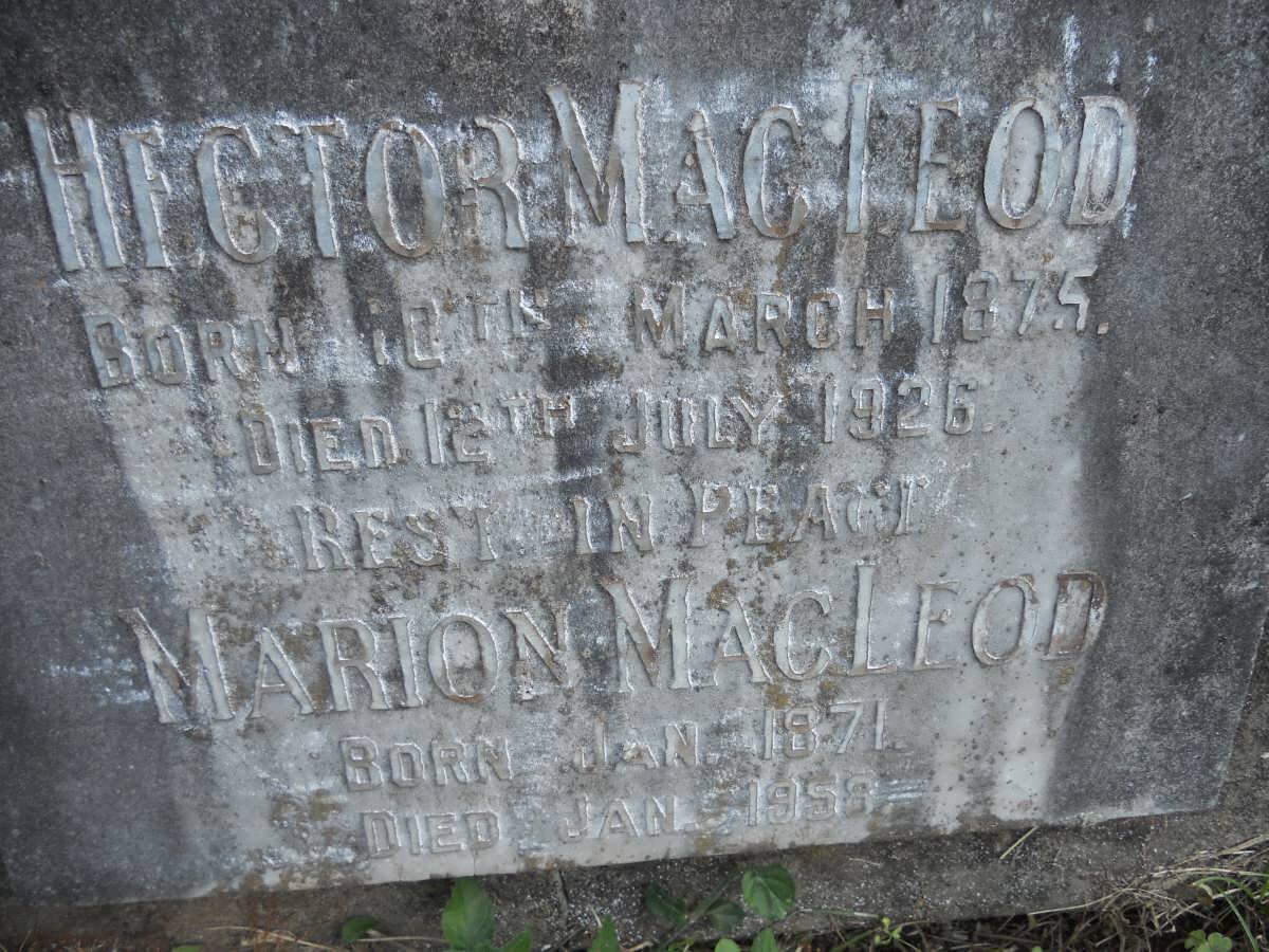MacLEOD Hector 1875-1926 &amp; Marion 1871-1958