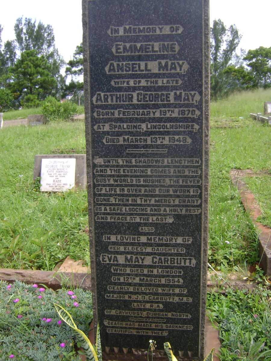 MAY Arthur George -1926 :: MAY Elizabeth Ansell -1927 :: CARBUTT Noel 1895-1964