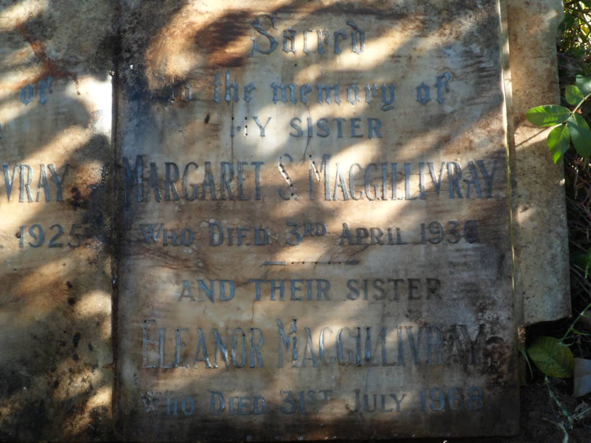 MACGILLIVRAY John S. -1925 &amp; Margaret S. -1939 :: MACGILLIVRAY Eleanor -1968