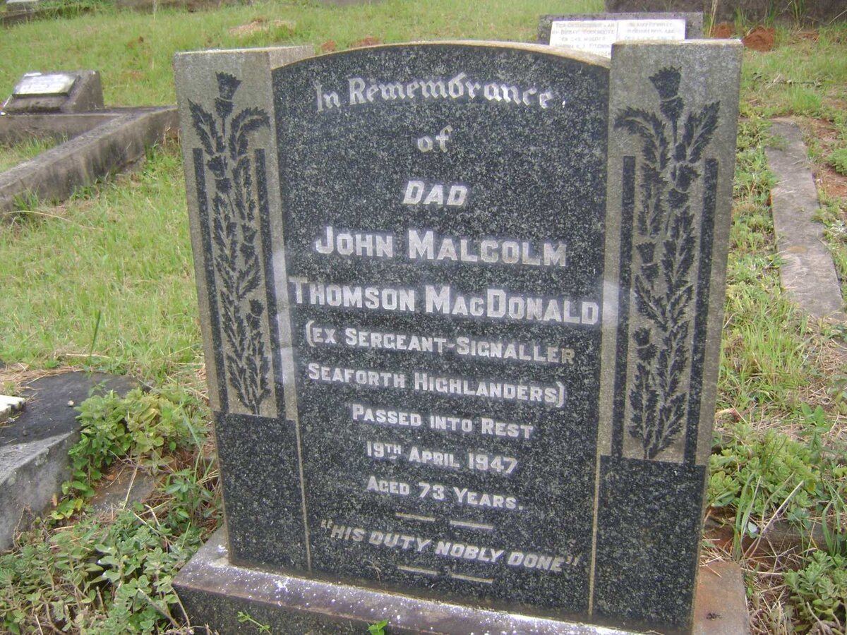 MacDONALD John Malcolm Thomson -1947