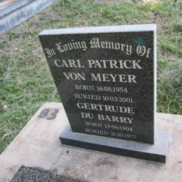 MEYER Carl Patrick, von 1954-2001 :: BARRY Gertrude, du 1904-1977
