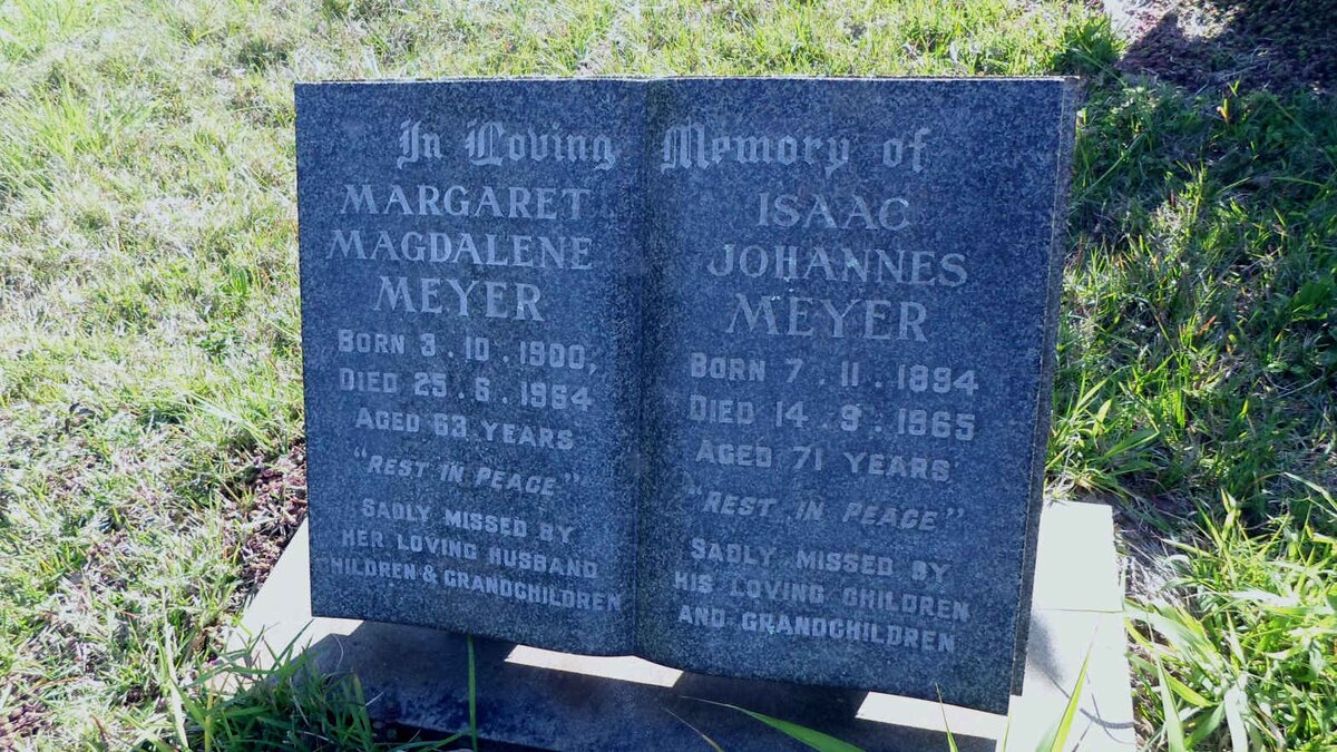 MEYER Isaac Johannes 1894-1965 &amp; Margaret Magdalene 1900-1964