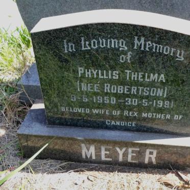 MEYER Phyllis Thelma nee ROBERTSON 1950-1991