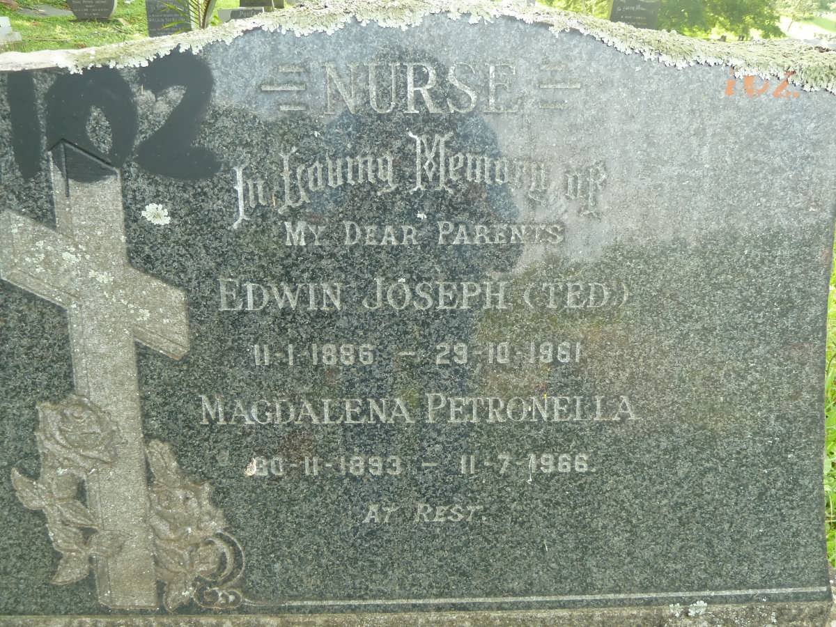 NURSE Edwin Joseph 1886-1961 &amp; Magdalena Petronella 1893-1966