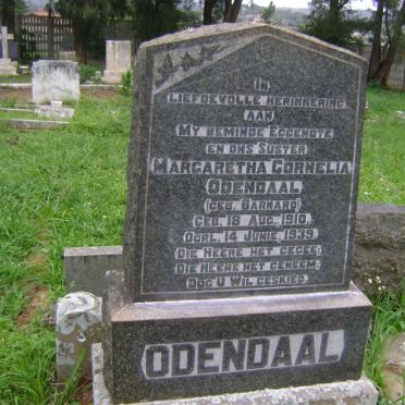 ODENDAAL Margaretha Cornelia nee BARNARD 1910-1939
