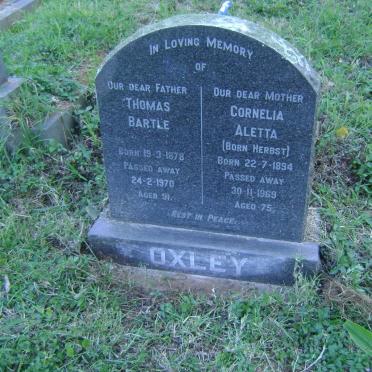 OXLEY Thomas Bartle 1878-1970 &amp; Cornelia Aletta HERBST 1894-1969