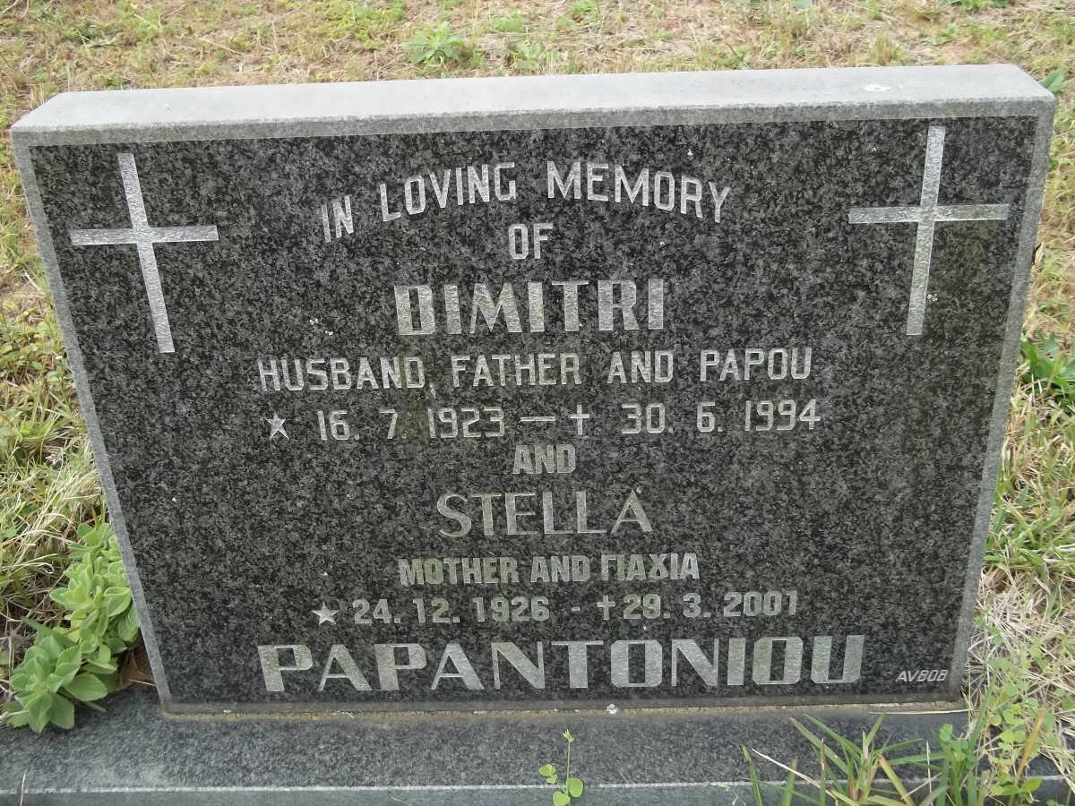 PAPANTONIOU Dimitri 1923-1994 &amp; Stella 1926-2001