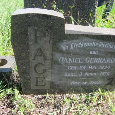 PAGE Daniel Gerhardus 1894-1970