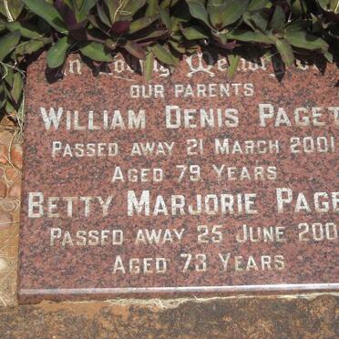 PAGET  William Denis -2001 &amp; Betty Marjorie -2001