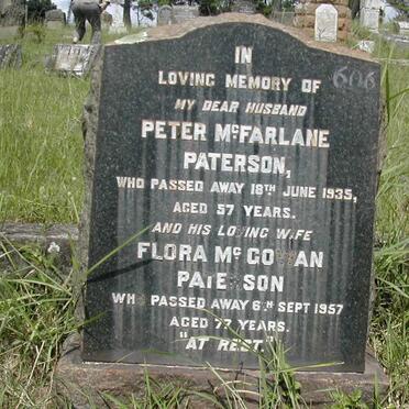 PATERSON Peter McFarlane -1935 &amp; Flora McGowan -1957