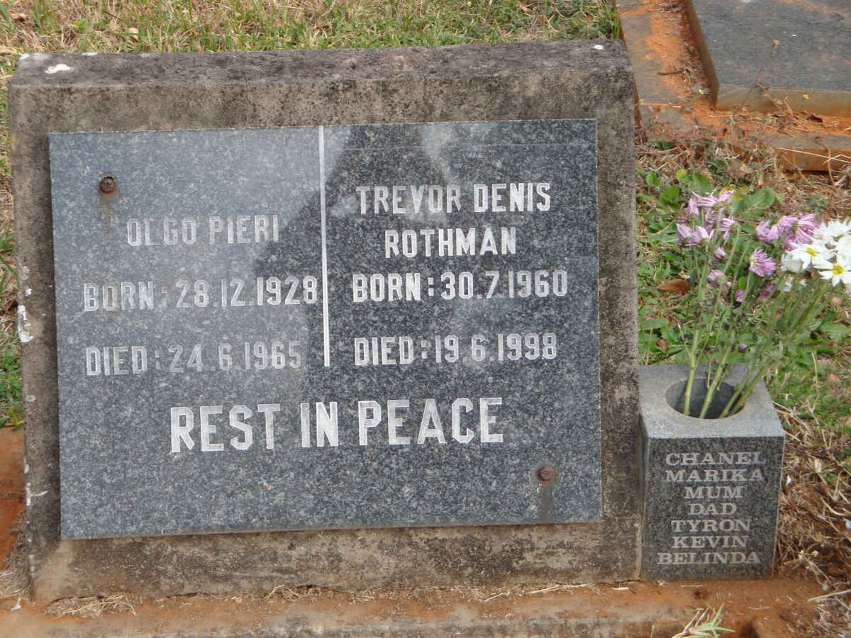 PIERI Olgo 1928-1965 :: ROTHMAN Trevor Denis 1960-1998