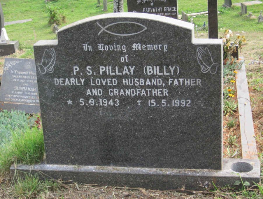 PILLAY P.S. 1943-1992