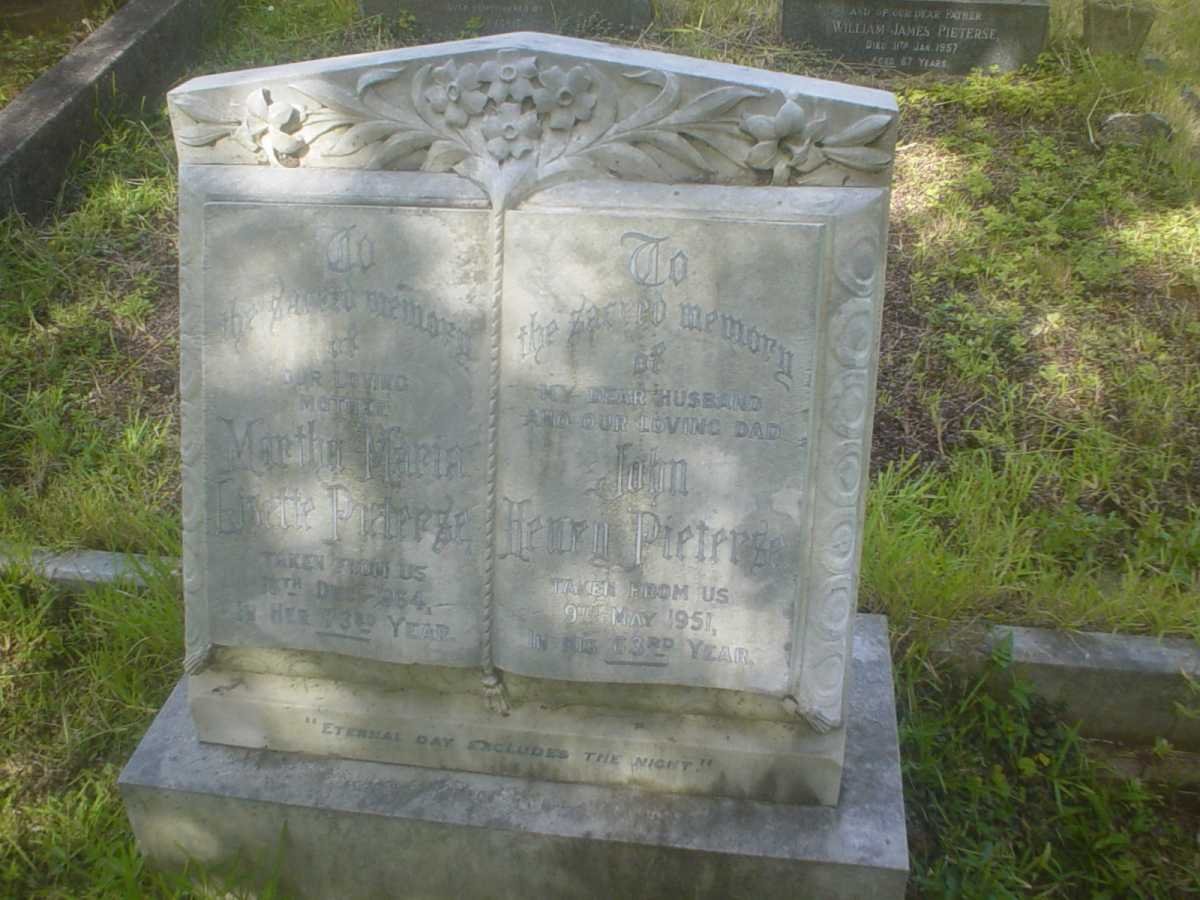 PIETERSE John Henry -1951 &amp; Martha Maria Lisette -1954