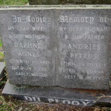 PLOOY Andries Petrus, du 1919-1994 &amp; Daphne Agnes 1926-1985