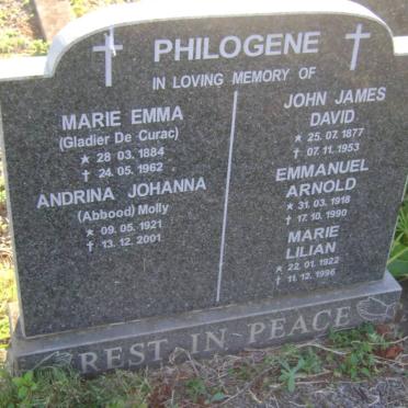 PHILOGENE John James David 1877-1953 :: PHILOGENE Marie Emma nee GLADIER DE CURAC 1884-1962 ::