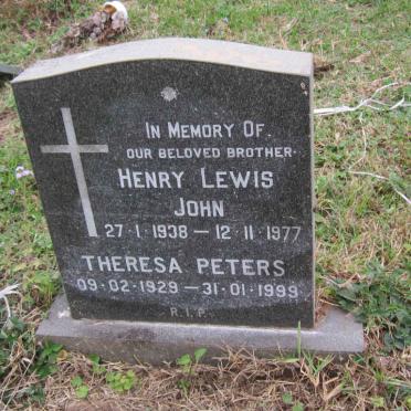 PETERS Theresa 1929-1999 :: JOHN Henry Lewis 1938-1977