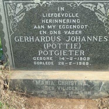 POTGIETER Gerhardus Johannes 1909-1969 &amp; Maria Christina VILJOEN 1914-1991
