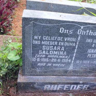 RHEEDER Ignatius Petrus 1923-1997 &amp; Susara Salomina MOOLMAN 1915-1984