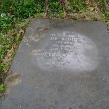 RIDDER Johannes, de 1891-1952 &amp; Anna Elizabeth Johanna 1905-1990