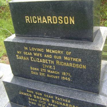 RICHARDSON James Brown 1876-1960 &amp; Sarah Elizabeth 1871-1945 :: RICHARDSON Norman John Marshall 1906-2001