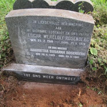 ROSENBERG Edgar Wereldly 1918-1978 &amp; Magrietha Susanna 1923-1997