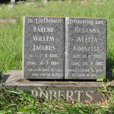 ROBERTS Barend Willem Jacobus 1918-1984 &amp; Susanna Aletta Cornelia 1925-1986