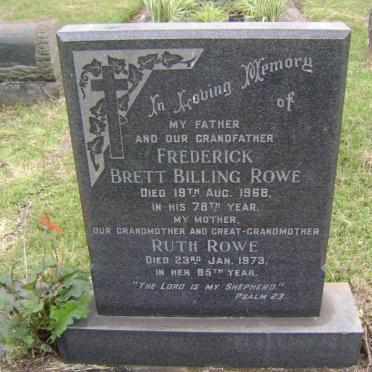 ROWE Frederick Brett Billing -1968 &amp; Ruth -1973 :: ROWE Ronnie -1984 &amp; Jean -2004