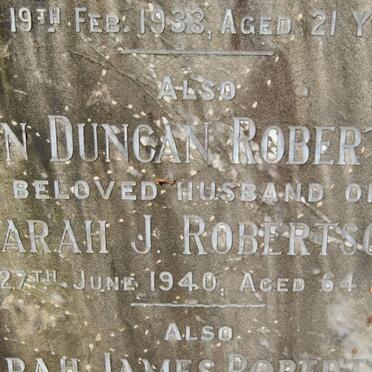 ROBERTSON John Duncan -1940 &amp; Sarah James -1961 :: ROBERTSON Ian Campbell -1933 :: GIBBS Natalie Sinclair -1991