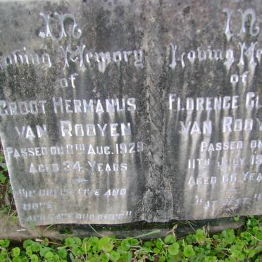 ROOYEN Groot Hermanus, van -1929 &amp; Florence Gladys -1962 :: PASHLER Derek Francis 