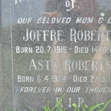 ROBERTS Joffre 1916-1974 &amp; Asta 1924-1987