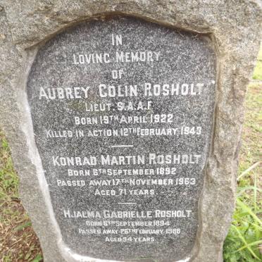 ROSHOLT Konrad Martin 1892-1963 &amp; Hjalma Gabrielle 1894-1988 :: Aubrey Colin 1922-1943