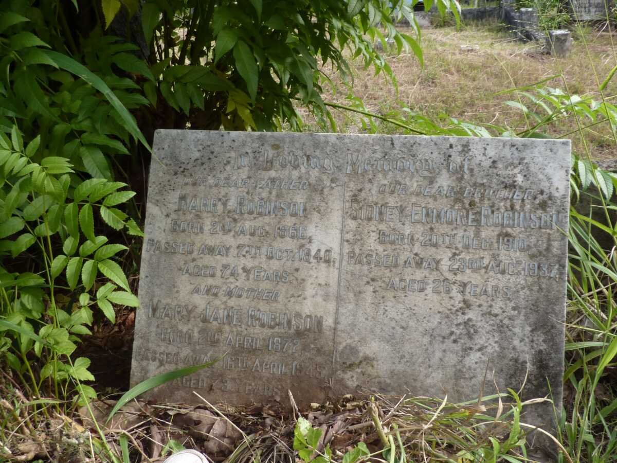 ROBINSON Harry 1866-1940 &amp; Mary Jane 1872-1945 :: ROBINSON Sidney Enmore 1910-1937